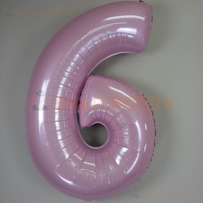 Шар (40''/102 см) Цифра, 6, Розовый